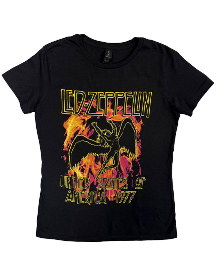 Led Zeppelin - Black Flames (Black) (dámské tričko) obrázok 1