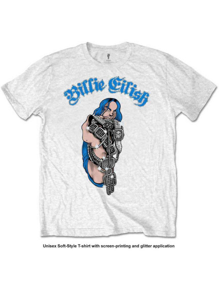 Billie Eilish - Bling Glitter Print (White) (Embellished) (dětské tričko) obrázok 1