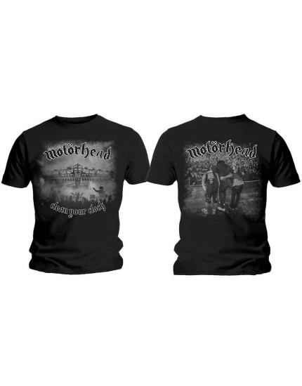 Motorhead - Clean Your Clock B&W (Back Print) (tričko) obrázok 1