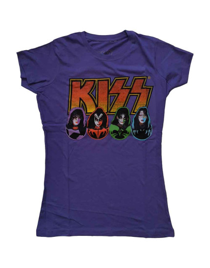 KISS - Logo, Faces, Icons (Purple) (dámské tričko) obrázok 1