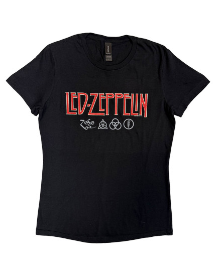 Led Zeppelin - Logo and Symbols (Black) (dámské tričko) obrázok 1