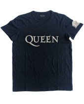 Queen - Logo and Crest Applique (Navy Blue) (Embellished) (tričko)