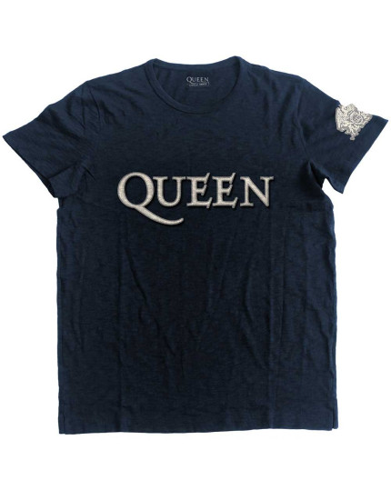 Queen - Logo and Crest Applique (Navy Blue) (Embellished) (tričko) obrázok 1