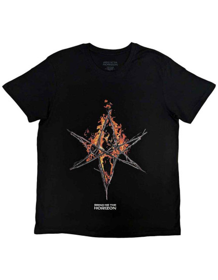 Bring Me The Horizon - Flame Hex & Text Logo (Black) (tričko) obrázok 1