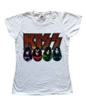 KISS - Logo, Faces, Icons (White) (dámské tričko)