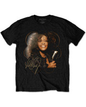 Whitney Houston - Vintage Mic Photo (Black) (tričko)