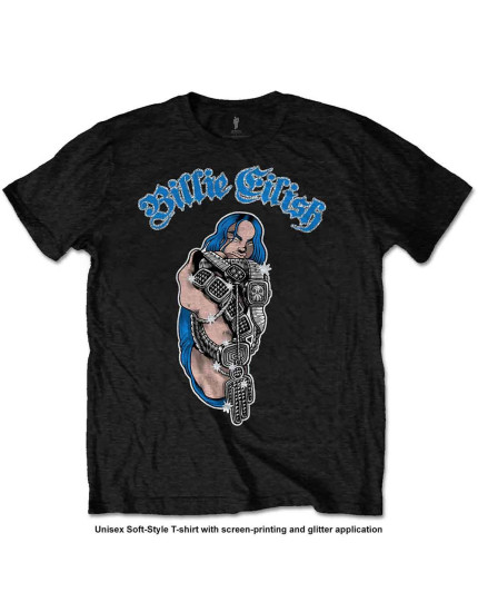 Billie Eilish - Bling Glitter Print (Black) (Embellished) (tričko) obrázok 1
