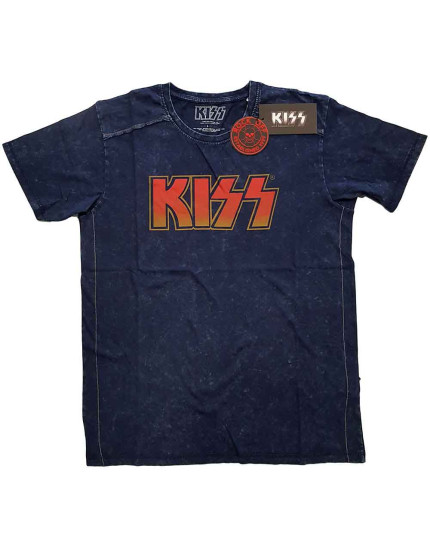KISS - Classic Logo (Navy Blue) (Wash Collection) (tričko) obrázok 1
