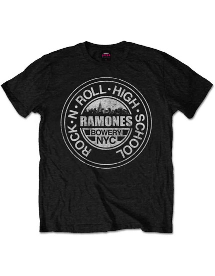 Ramones - Rock n Roll High School, Bowery, NYC (Black) (tričko) obrázok 1