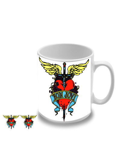 Bon Jovi Logo White hrnek obrázok 1